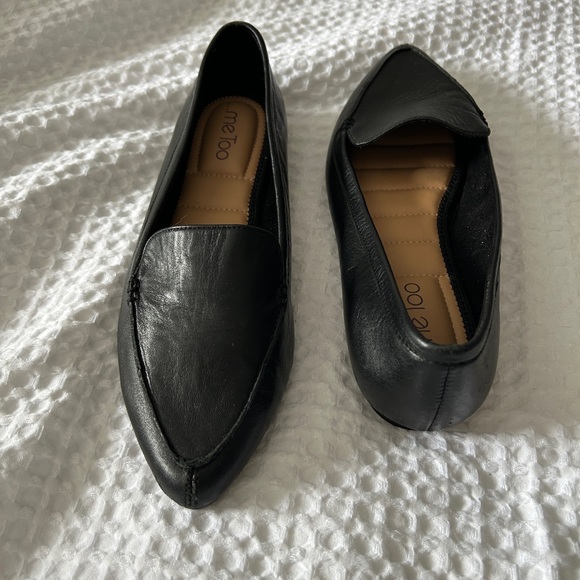 Me Too Black Pointed Toe Flats Faux Leather 9 - Picture 3 of 3